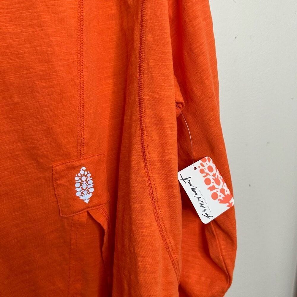 NWT FP Free People Movement Orange Oversized Side Slit Top Long Sleeves sz Large - Picture 5 of 10